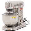 Ristoattrezzature Planetaria Impastatrice Professionale Monofase - Capacità 5 lt (Capacità Farina 500g, Capacità Impasto 2 kg) - Giri Motore 0-302 Rpm, Potenza 0.5 kW