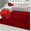 Teppich-Traum Tappeto soggiorno bagno camera da letto antiscivolo shaggy con design morbido in tinta unita in rosso 200 x 280 cm