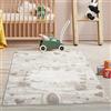 carpet city Tappeto per bambini, colore crema, beige, 160 x 230 cm, motivo animali, gatto, cuori, a pelo corto, per cameretta dei bambini, sala giochi