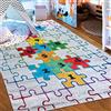 Mazovia Tappeto Salotto - Tapeto Stampato Pelo Corto - Morbido Tappeto Camera da Letto - Antiscivolo Tapeto EMMA - Tappeto Bambini Motivo Puzzle - Multicolore 160x230cm