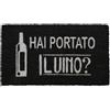 Casatessile CASA Tessile Zerbino Tappeto Ingresso Rettangolare in Cocco, 40X70 cm, Fondo in Gomma Antiscivolo - Stampa Vino Nero