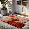 Generic Zerbino con cane di San Valentino, grazioso design barboncino con cuori, per ingresso stagionale all'aperto e interno, gomma antiscivolo, impermeabile, tappetino anteriore facile da pulire, 73 x 43 cm