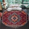 Generic Tappeto rotondo soggiorno 90 cm (Round) soffice morbido Stile bohémien, stile etnico geometrico antiscivolo lavabile in lavatrice Tappeto, per camera da letto bagno corridoio Cucina Rosso Arancione