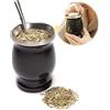 Nikou Set Yerba Mate da 230 ml Mate Argentino, Bombilla Mate Tazza da Tè Tradizionale Nera a Doppia Parete, Set di tazze da Tè in Acciaio Inox per Bere Il Caffè