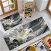 JEDTAKCT Set Tappeti Da Cucina Giglio Diamante Onda Moderna, 2 Pezzi Antiscivolo Tappetini Da Cucina E Tappeti Runner Set, Assorbente Tappetini Lavabili, 50X80+50X150Cm, Grigio Argento