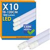 Generico 10x Tubi LED 120cm G13 T8 18W 1800lumen - Luce Bianco Freddo 6400K - Fascio Luminoso 160° - Sostituzione Neon
