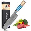 oFuun Coltelli da Cucina Professionali Coltello Cucina Santoku Giapponese in Acciaio Damasco 67 Strati Coltello Chef Professionale - Lama 17,5 cm
