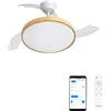 CREATE / WIND CLEAR STUDIO M/Ventilatore da soffitto con luce bianco e legno chiaro con Wifi e telecomando / 40W, Temporizzatore, Ø 108 cm, pale retrattili, 3 temperature di luce, estate-inverno