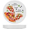 VAN WELL Set di 6 piatti da pizza grandi - 30,5 cm, in porcellana con bella immagine - per la Pizza/Pasta