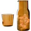 JDEFARF Set di Brocca e Tazza per L'acqua in Vetro da 2 Pezzi, Set di Caraffa per Acqua e Bicchiere Trasparente da Comodino, Set di Brocca in Vetro e Bicchiere per Acqua, Caraffa e Tazza per Servire(Marrone)