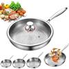 Generic Titanium Pan Pro con coperchio, padelle antiaderenti antigraffio in titanio Nutri Pans, padelle in titanio per cucinare antiaderenti, compatibili con tutti i piani cottura (L)