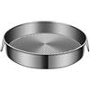 NEIQIUWING Teglia da forno rotonda in acciaio inox, 24-32 cm, antiaderente, per torte, cheesecake, quiche e pizze profonde, lavabile in lavastoviglie, adatta per forno, congelatore e vassoio a vapore (28 cm)