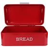 Tomotato Portapane, Portapane Moderno in Metallo per Bancone della Cucina, Portapane con Capacità Extra Grande per Panificio, Rosso, 42x16,5x24 cm