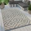 Paco Home Tappeto Per Esterno Terrazzo Balcone Tappeto Cucina Moderno Rombi Design Con Frange, Dimensione:60x100 cm, Colore:Grigio-Bianco