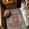 BLOSSOMLIFE Tappeto con tigre tibetana, per ingresso, stile bohémien, con tigre verde, lavabile, con stampa leopardata, per camera da letto e cucina, antiscivolo, a pelo basso (arancione, 120 x 160 cm)