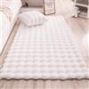 GIBZ Tappeto da Area Rettangolare Faux Pelliccia Morbido Tappeti a Bolle Caldo Solido per Interni Camera da Letto e Salotto Bianco 50x180cm