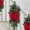 Gelb&Schwarz Corona di scale pre-illuminata con luci senza fili, decorazione classica natalizia per scale, caminetti, giardino (rosso #2 con luce)
