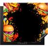 KitchenYeah© Copri Piano Induzione Cucina Coprifornelli Copertura | 60x52 cm - Protezione Cottura Tutto per la Cucina Fast food - Graffiti - Hamburger - Cibo - Moderno