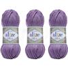 Alize Diva Filato a mano 100% Microfibra Acrilica Filato Alize Diva Effetto Seta Crochet Artigianato Pizzo Artigianato Lotto di 3 matasse 300 gr Colore 622 - Viola