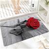 ANNKOOT Tappeto da Bagno in Microfibra, Tappetino da Bagno Antiscivolo,Fiore della rosa rossa sul pavimento di legno g,Morbido, Facile da Pulire, Molto Assorbente per Bagno, Camera da letto, Interni 60x100 cm