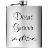 Schmalz Fiaschetta in acciaio inox, 200 ml, colore argento, con incisione personalizzata, colore nero, regalo personalizzato per compleanno, Natale, festa del papà, testimoni, 5 righe (argento)