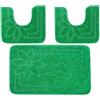 PARAMAISON Tappeti Bagno 3 Pezzi, Coordinati Design Fiori Morbido Antiscivolo Pelo Corto | Verde