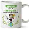 Mugffins Tazza Personalizzata in ceramica per MUSICISTA uomo 11 oz / 350 ml - In italiano - Sei migliore del mondo - Idea regalo per compleanno, anniversario, natale, laurea