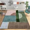 Rururug Tappeto Moderno Soggiorno Grandi Dimensioni Cuciture geometriche color block verde-marrone Morbido Antiscivolo Pelo Corto Tappeti Ornamenti 160x230CM (63'' x 91'' )