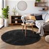SIMPEX Tappeto pelo lungo, Unicolor - Monocroma, Tappeto Nero, 200 cm Rotondo, Tappeti in stile moderno, soggiorno