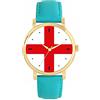 Toff London Orologio bandiera inglese da donna, cassa 38 mm, resistente all'acqua, movimento al quarzo progettato su misura, resistente all'acqua, alla moda