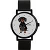 Toff London Black Dachshund Dog Watch Ladies 38mm Case 3atm Resistente all'acqua Movimento al quarzo progettato su misura Lusso alla moda