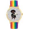 Toff London Black Dachshund Dog Watch Ladies 38mm Case 3atm Resistente all'acqua Movimento al quarzo progettato su misura Lusso alla moda