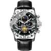 Generic Orologio da polso da uomo, multifunzionale, classico, analogico, orologio sportivo e business | fasi lunari luminoso formale impermeabile orologi con cinturino in pelle PU | stile tourbillon di fascia