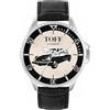 Toff London Orologio da uomo regalo per gli appassionati di auto d'epoca beige nero 42 mm