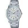 Casio Orologio da polso da uomo al quarzo classico cinturino in acciaio inox grigio cassa in ottone display analogico bianco - MTP-V002D-7B