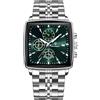 Poedagar Orologio da polso da uomo, impermeabile, luminoso, in acciaio inox, cronografo, data, business, tempo libero, quarzo, orologio da uomo, Verde argento