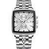 Poedagar Orologio da polso da uomo, impermeabile, luminoso, in acciaio inox, cronografo, data, business, tempo libero, quarzo, orologio da uomo, Silver White