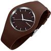 TONSHEN Unisex Minimalismo Fashion Casual Analogico Quarzo Orologio 12 Colori Gomma Orologi da Polso da Uomo Donna (Marrone)