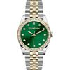 FREDDY Orologio da Polso Donna Joy, Joy Orologio da Donna Cinturino in Acciaio, Cassa Tonda 30 mm - Bicolore Verde Gemme
