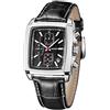 MEGIR Orologio Cronografo Quarzo Uomo Orologio Rettangolare con Cinturino in Pelle ML2061G