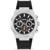 Ducati DT004 - Orologio cronografo da uomo con accenti argentati, quadrante testurizzato nero, cinturino in vera pelle, resistente all'acqua fino a 50 m, cassa da 43,5 mm, prestazioni eleganti per