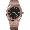 Generic Orologio meccanico da uomo in vetro zaffiro in acciaio PVD rosa/nero con movimento NH35, Colore: nero rosato.