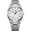 Citizen Vagary by Orologio Uomo Classico Timeless IB9-719-11 | Cassa e Bracciale Acciaio 38mm | Quadrante Bianco a Righe con Datario e Dettagli Neri | Quarzo | WR 5 BAR
