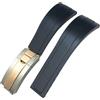 ROUREOX Cinturino Silicone Morbido per Uomo, Rilascio Rapido con Pulsante Acciaio Inox per Rolex Daytona GMT-Master II Yacht-Master-Oro Rosa Nero + Bicolore 20mm