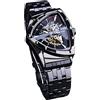 FORSINING Orologio meccanico da uomo, alla moda, triangolare, oro, argento, quadrante nero scheletrato, orologio di lusso a carica automatica, impermeabile e luminoso, Nero , Bracciale