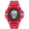 Philipp Plein The $Kull - Orologio analogico al quarzo da uomo, in silicone sintetico, Rosso/Nero - Pwwaa0223