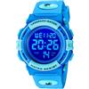 A ALPS Orologio digitale per bambini da 3 a 15 anni, sportivo, multifunzione, cronografo, LED, impermeabile fino a 50 m, calendario, sveglia, orologio analogico per bambini, con cinturino in silicone, idea