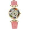 GlassOfVenice Orologio Murano Millefiori con cinturino in pelle - rosa multicolore