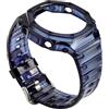 ROUHO Bisel Morbido Cinturino Kit Modifica, Set Custodia Cinturino Orologio Silicone Impermeabile per Casio GA2100 GA2110 GA-B2100-Blu Profondo