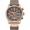 CURREN Orologio da polso da uomo, impermeabile, sportivo, cronografo, militare, multifunzione, in pelle, al quarzo gold gray
